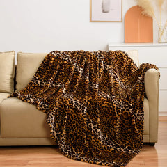 Vessia Leopard Throw Blanket for Couch Bed Sofa Soft Cozy Yellow Cheetah Blanket for All Season Decor Lightweight and Comfy Leopard Flannel Fleece Animal Blanket for Kids Women Adults