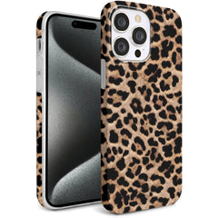 Hi Space Case Compatible with iPhone 15 Pro Leopard Print 2023 Cheetah Animal Brown for Women IMD Shockproof Protective Black Cover for iPhone 15 Pro 6.1" 2023 5G
